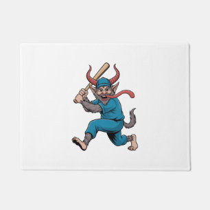 Santa Playing Baseball Christmas Baseball Player Doormat