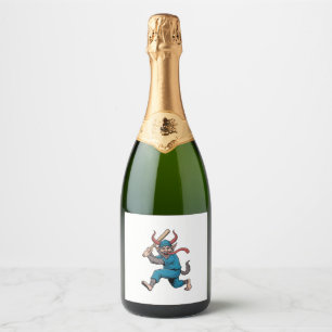 Santa Playing Baseball Christmas Baseball Player  Sparkling Wine Label