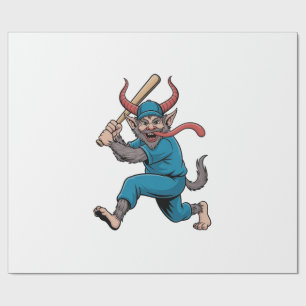 Santa Playing Baseball Christmas Baseball Player Wrapping Paper