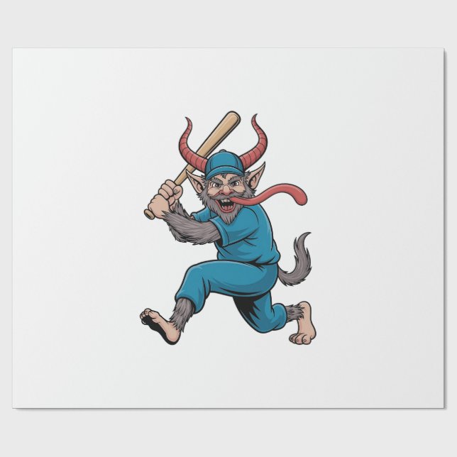 Santa Playing Baseball Christmas Baseball Player  Wrapping Paper (Flat)