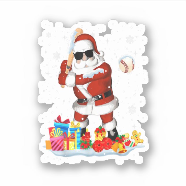 Santa Playing Baseball Cool Christmas Santa Baseba (Front)