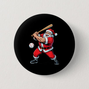 Santa Playing Baseball Funny Holiday Christmas Xma 2 Inch Round Button