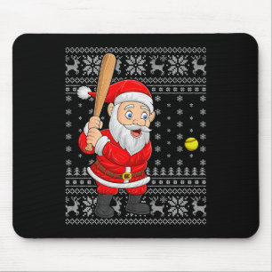 Santa Playing Baseball Softball Ugly Christmas Swe Mouse Pad