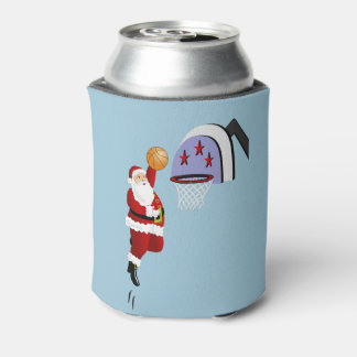 Santa Playing Basketball Can Cooler