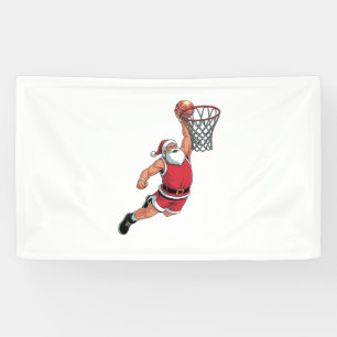 Santa Playing Basketball Christmas Sport Lovers  Banner