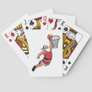 Santa Playing Basketball Christmas Sport Lovers  Cards