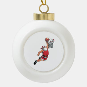 Santa Playing Basketball Christmas Sport Lovers  Ceramic Ball Christmas Ornament