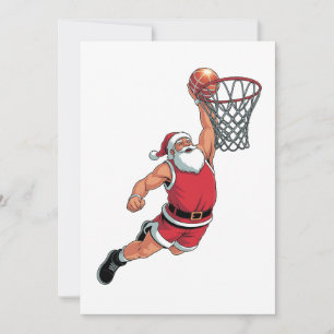 Santa Playing Basketball Christmas Sport Lovers  Invitation