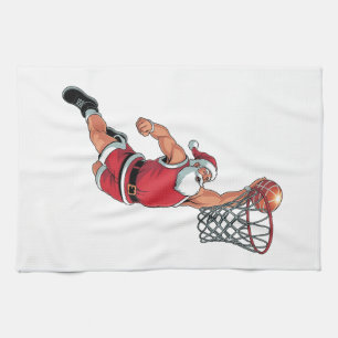 Santa Playing Basketball Christmas Sport Lovers  Kitchen Towel