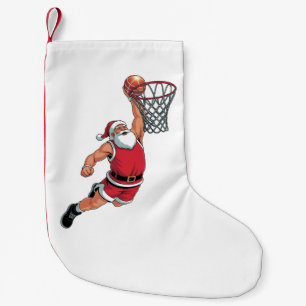 Santa Playing Basketball Christmas Sport Lovers  Small Christmas Stocking