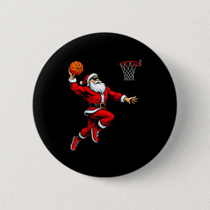 Santa Playing Basketball Xmas Funny Christmas Bask 2 Inch Round Button