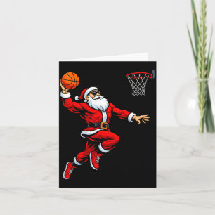 Santa Playing Basketball Xmas Funny Christmas Bask Card
