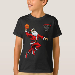 Santa Playing Basketball Xmas Funny Christmas Bask T-Shirt