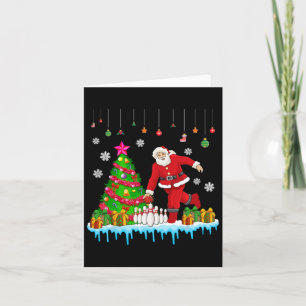 Santa Playing Bowling Christmas Tree Funny Player  Card