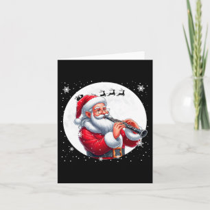 Santa Playing Clarinet Xmas Moon Costume Instrumen Card