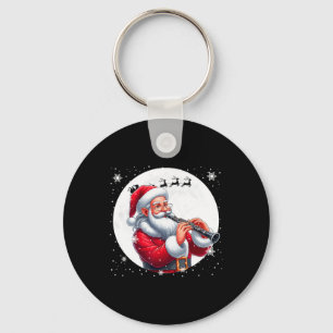 Santa Playing Clarinet Xmas Moon Costume Instrumen Keychain
