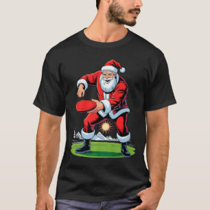 Santa Playing Disc Golf Funny Holiday Christmas Xm T-Shirt