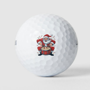 Santa Playing Drums Christmas Drummer Xmas  Golf Balls