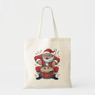 Santa Playing Drums Christmas Drummer Xmas Tote Bag