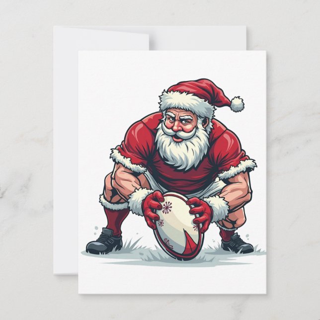 Santa Playing Football Fantasy Christmas Player Card (Front)