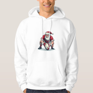 Santa Playing Football Fantasy Christmas Player Hoodie