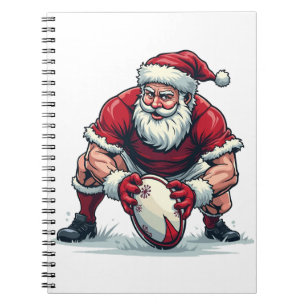 Santa Playing Football Fantasy Christmas Player Notebook