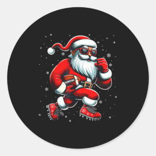 Santa Playing Football Men Boys Christmas Football Classic Round Sticker