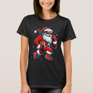 Santa Playing Football Men Boys Christmas Football T-Shirt