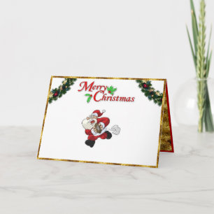 Santa Playing Football on a Christmas Card