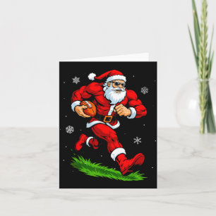 Santa Playing Football Xmas Funny Christmas Footba Card