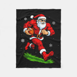 Santa Playing Football Xmas Funny Christmas Footba Fleece Blanket