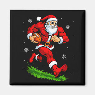 Santa Playing Football Xmas Funny Christmas Footba Magnet