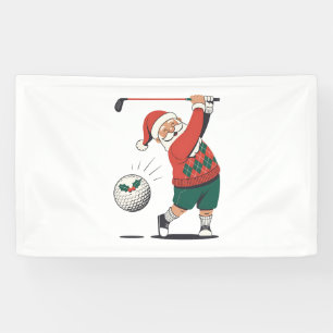 Santa Playing Golf Christmas Player Golfer  Banner
