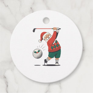 Santa Playing Golf Christmas Player Golfer  Favour Tags