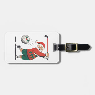Santa Playing Golf Christmas Player Golfer  Luggage Tag