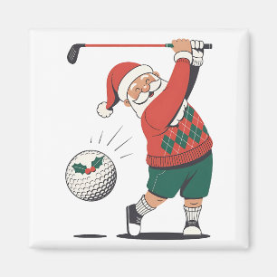 Santa Playing Golf Christmas Player Golfer  Magnet