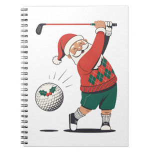Santa Playing Golf Christmas Player Golfer Notebook