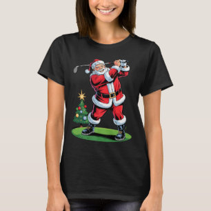 Santa Playing Golf Funny Holiday Christmas Xmas Pa T-Shirt