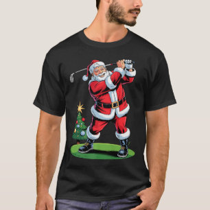 Santa Playing Golf Funny Holiday Christmas Xmas Pa T-Shirt