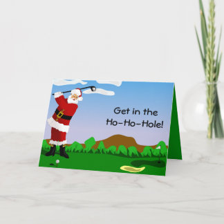 Santa Playing Golf Holiday Card