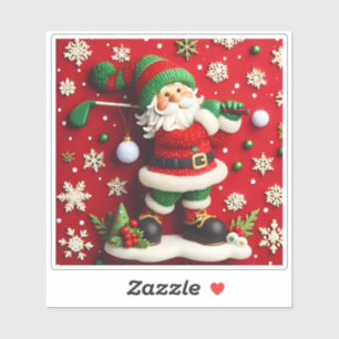 Santa Playing Golf in Winter