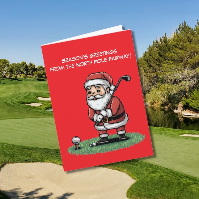santa playing golf on green christmas  card (Creator Uploaded)