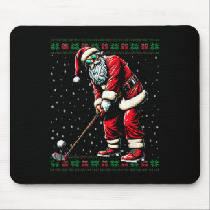 Santa Playing Golf Ugly Christmas Sweater Mouse Pad