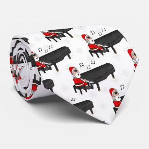 Santa Playing Grand Piano Christmas Pianist Tie