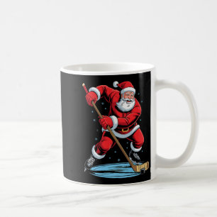 Santa Playing Hockey Funny Holiday Christmas Xmas Coffee Mug