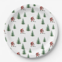 Santa Playing Hockey Napkin Gift Christmas Party