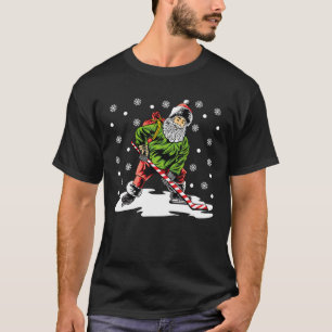Santa Playing Ice Hockey Christmas Pajama For T-Shirt