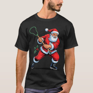 Santa Playing Lacrosse Funny Holiday Christmas Xma T-Shirt