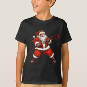 Santa Playing Lacrosse Funny Lacrosse Lax Player C T-Shirt