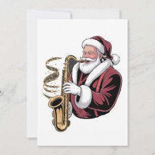 Santa Playing Saxophone Xmas Musician Saxophonist  Announcement